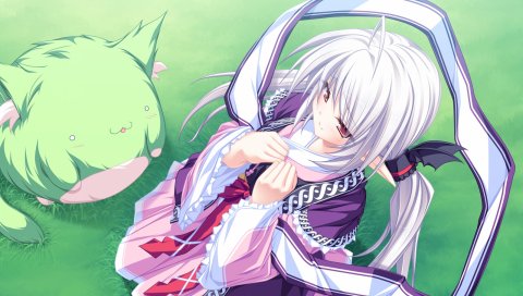 Tenmaso, suzukaze no melt, девушка, бытие, трава, корм, платье