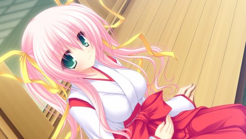 Mikagami mamizu, neko koi, toono sayaka, девушка, кимоно, лук, взгляд