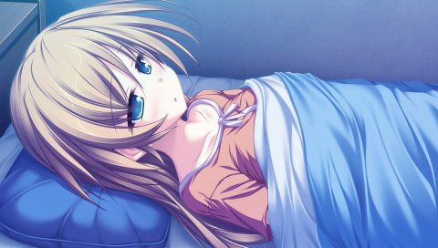 Tenmaso, suzukaze no melt, hisagihara ui, девушка, кровать, болезнь, челки