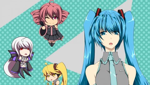 Вокалоид, utau, hatsune miku, yowane haku, kasane teto, akita neru, девушка, галстук, look