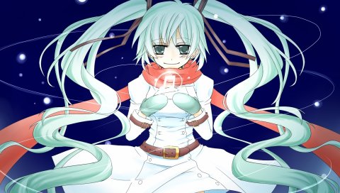Вокалоид, hatsune miku, девушка, шарф, рукавицы, холод, ветер