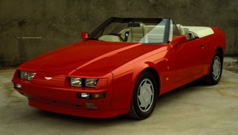 Aston martin, v8, volante, 1988, красный, вид спереди, стиль, кабриолет