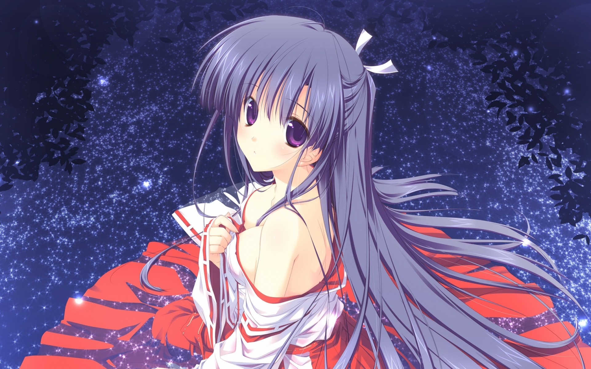Картинки Asaba yuu, hoshizora e kakaru hashi, koumoto madoka, девушка, платье, космос фото и обои на рабочий стол