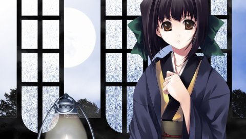 Cartagra, hatsune, девушка, брюнетка, кимоно