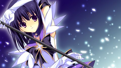 Bishoujo senshi sailor moon, tomoe hotaru, девушка, лепестки, оружие, космос