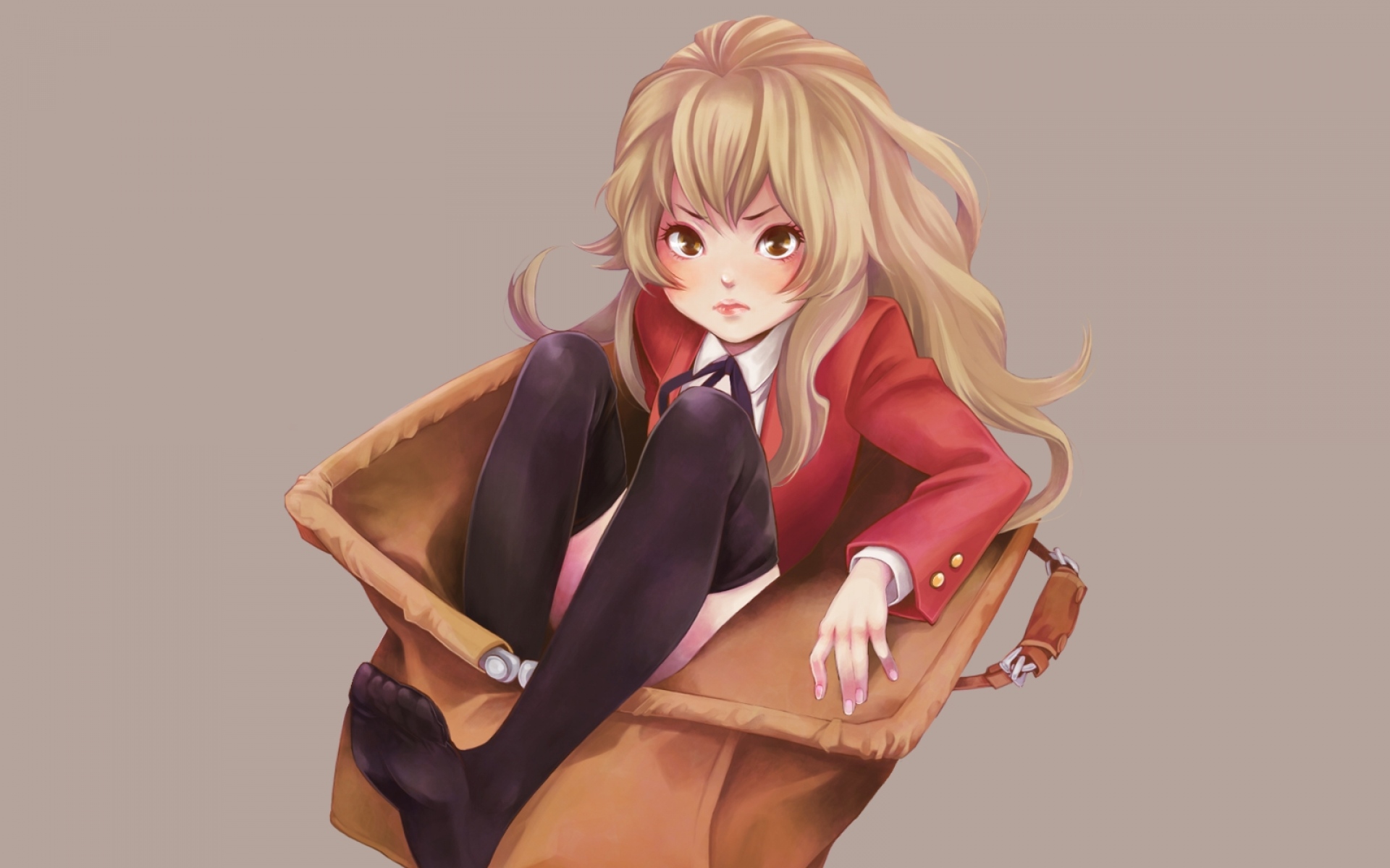 Картинки Toradora, aisaka taiga, чулки, девушка, сумка, поза фото и обои на рабочий стол