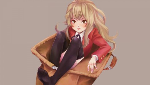 Toradora, aisaka taiga, чулки, девушка, сумка, поза