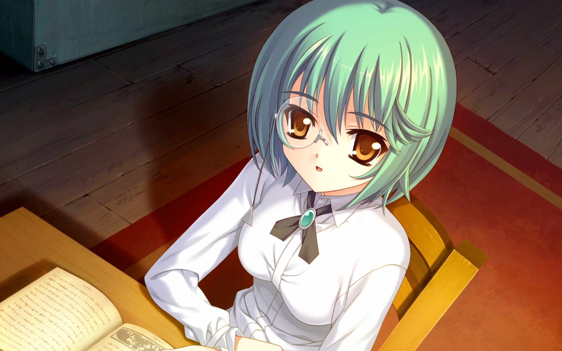 Картинки Kurosaki, boku no te no naka no rakuen, luzie coulee, девушка, очки, книга фото и обои на рабочий стол