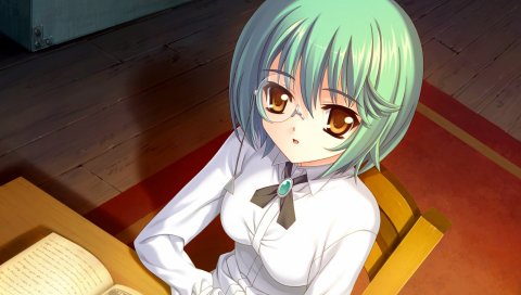 Kurosaki, boku no te no naka no rakuen, luzie coulee, девушка, очки, книга