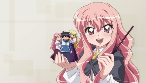 Ноль no tsukaima, louise francoise le blanc de la valliere, hiraga saito, девушка, розовые волосы, фигуры