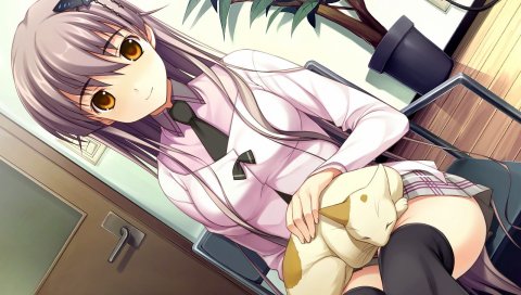 Amakura, id-возрождение сессии, девушка, улыбка, кошка, галстук