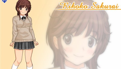 Amagami, sakurai rihoko, девушка, брюнетка, румянец