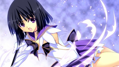 Bishoujo senshi sailor moon, tomoe hotaru, матрос сатурн, девушка, брюнетка, удар