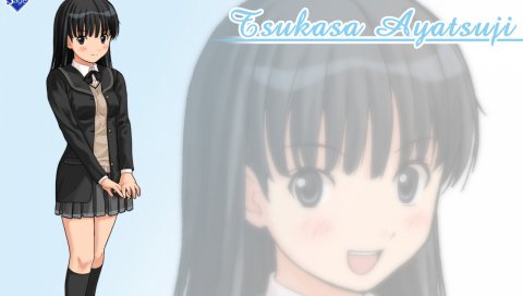Amagami, ayatsuji tsukasa, девушка, брюнетка, улыбка, носки