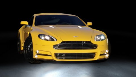 Mansory, aston martin, v8, vantage, желтый, вид спереди, стиль, спорт
