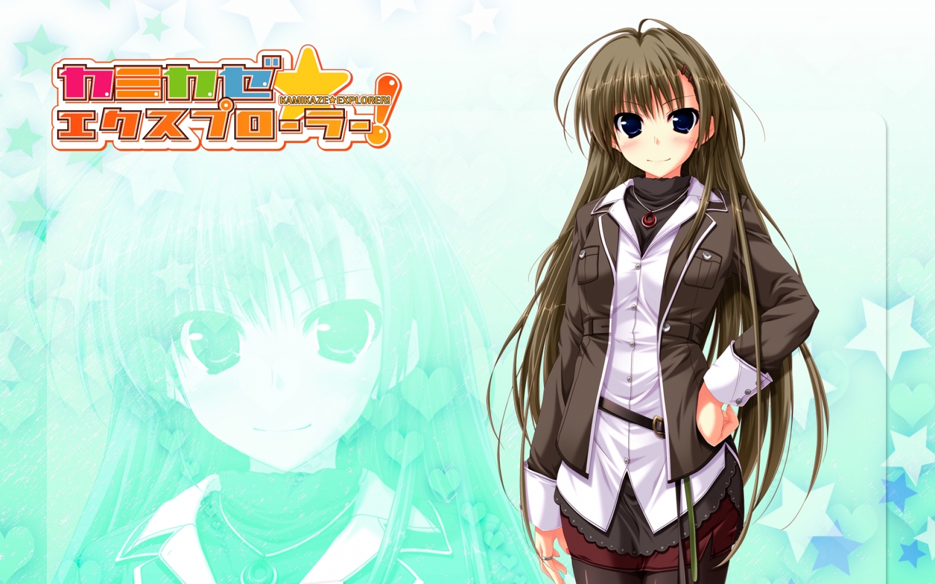 Картинки Oshiki hitoshi, kamikaze explorer, asahina youko, девушка, брюнетка, улыбка фото и обои на рабочий стол