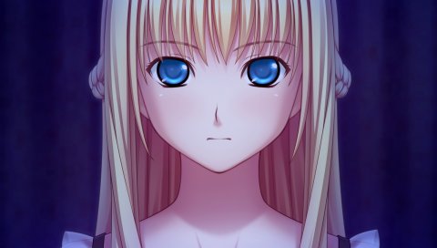 Kanojo to kanojo to watashi no nanabi, amishiro anna, девушка, блондинка, голубые глаза, взгляд