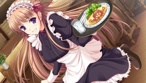 Komori kei, прогулка romanze, ноэль marres аскот, девушка, горничная, поднос, улыбка