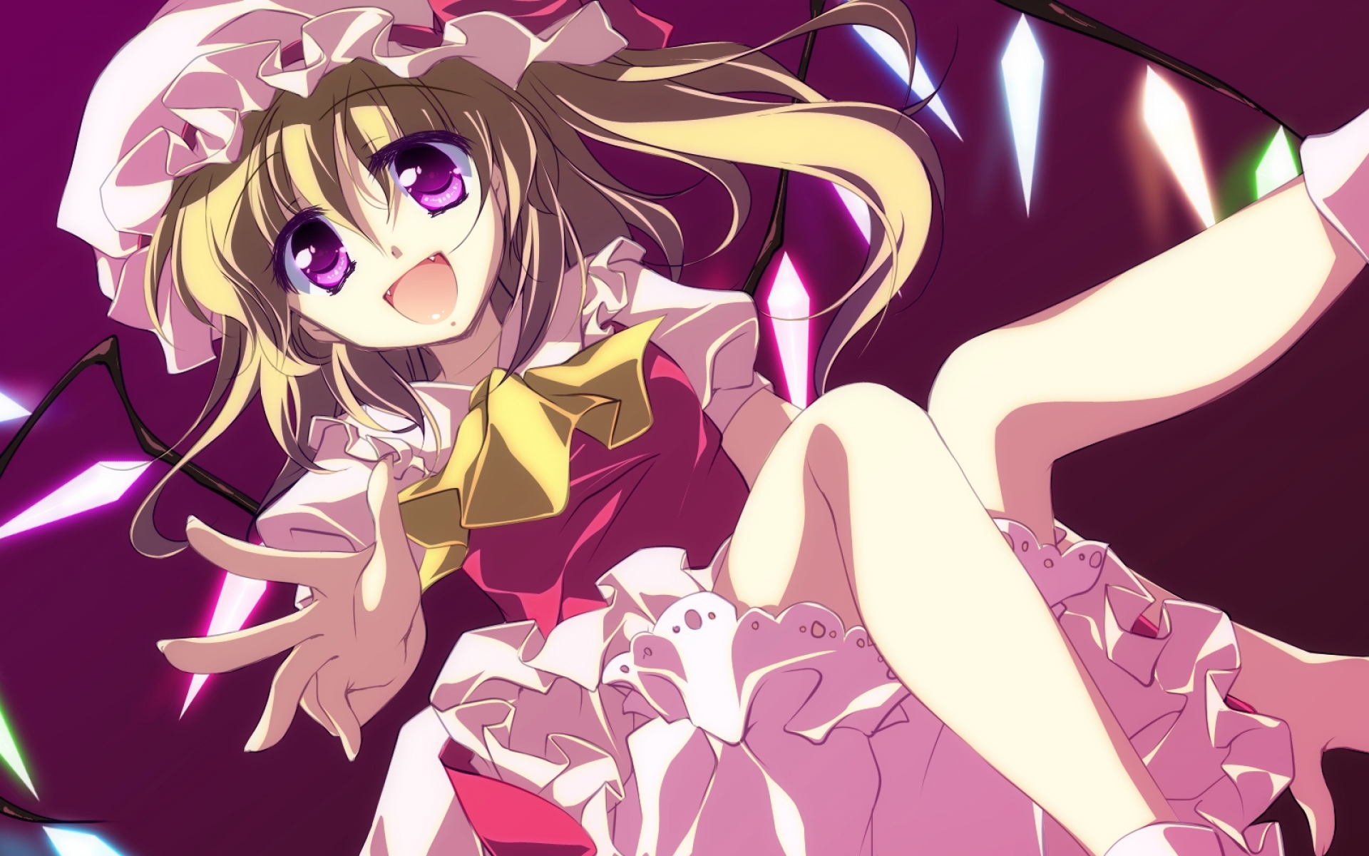 Картинки Motomiya mitsuki, flandre scarle, девушка, кепка, платье, в восторге фото и обои на рабочий стол