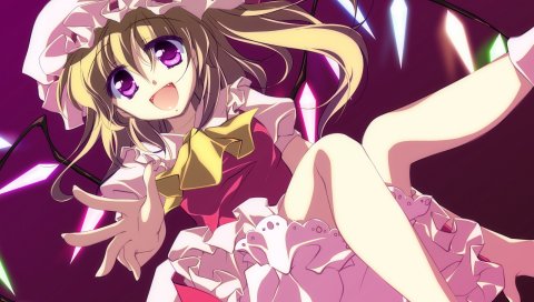 Motomiya mitsuki, flandre scarle, девушка, кепка, платье, в восторге