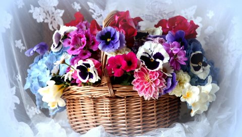 Анютины глазки, георгины, петуния, цветы, шоппинг, дизайн, ткань