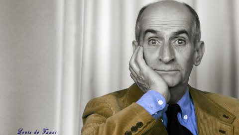 Louis de funes, face, comedian, hand, sign