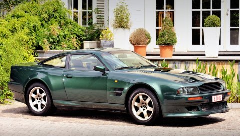 Aston martin, v8, vantage, 1993, зеленый, вид сбоку, стиль, дом