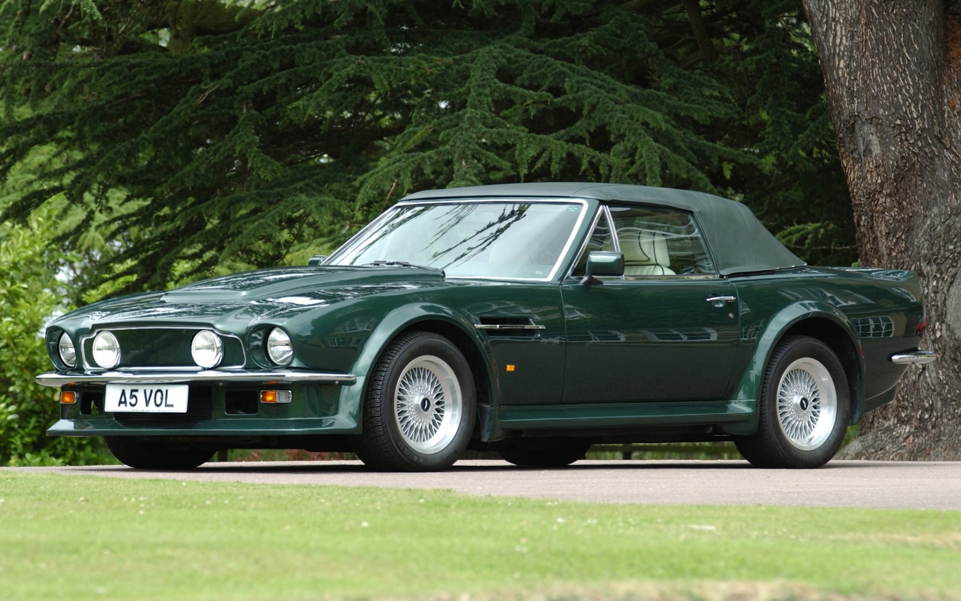Картинки Aston martin, v8, vantage, 1984, зеленый, вид сбоку, автомобиль, ретро фото и обои на рабочий стол