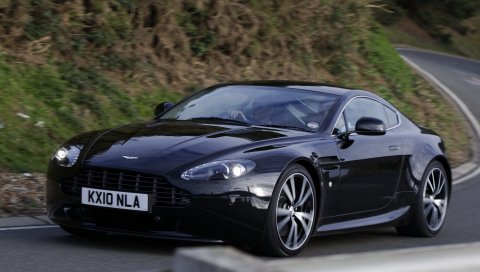 Aston martin, v8, vantage, 2010, черный, вид сбоку, стиль, природа