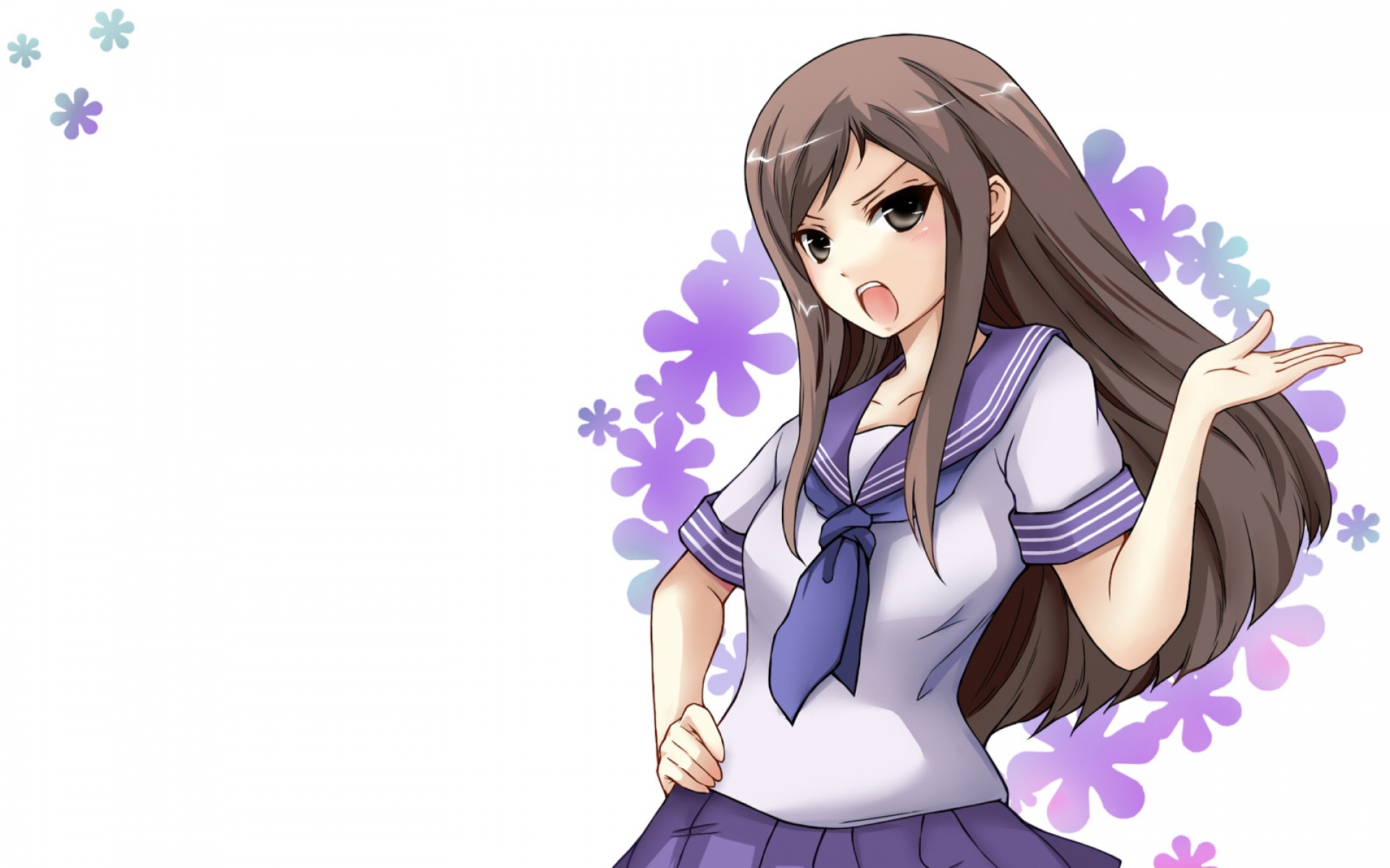 Картинки Hanasaku iroha, tsurugi minko, девушка, брюнетка, юбка, цветы фото и обои на рабочий стол