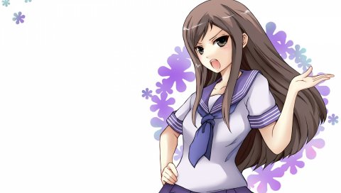 Hanasaku iroha, tsurugi minko, девушка, брюнетка, юбка, цветы