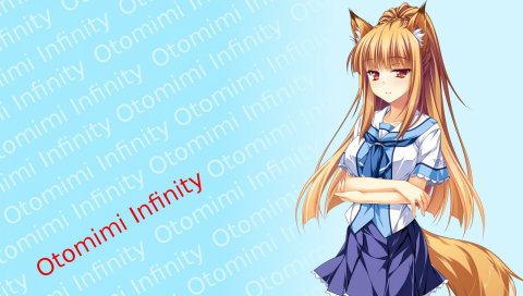 Otomimi бесконечность, miyama kon, девушка, блондинка, хвост, уши, челки