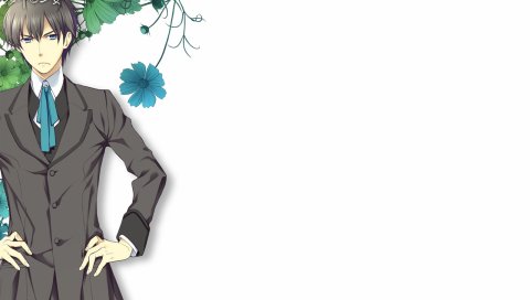 Shinigami to shojo, kirishima nanaki, мальчик, костюм, цветы