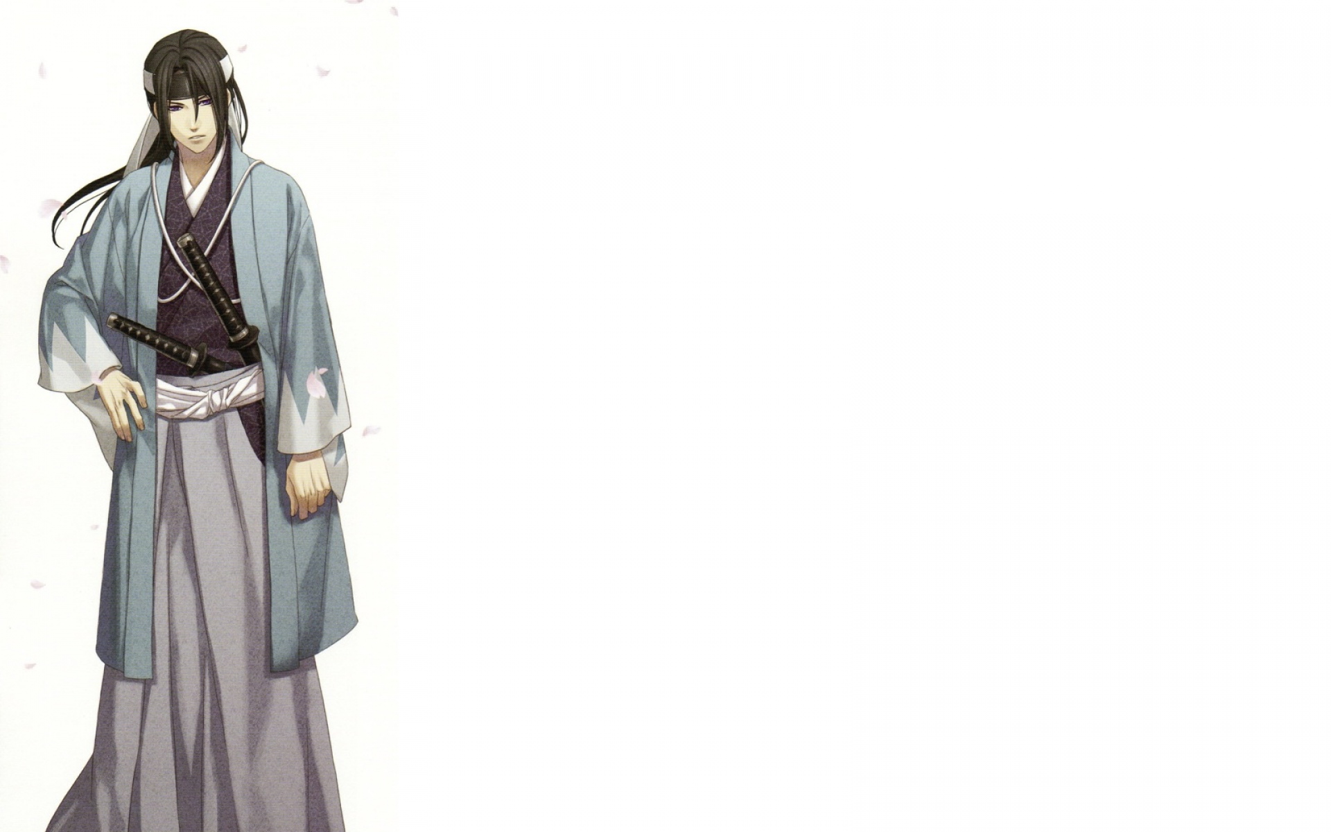 Картинки Hakuouki shinsengumi kitan, hijikata toshizou, девушка, брюнетка, кимоно, оружие, осанка фото и обои на рабочий стол