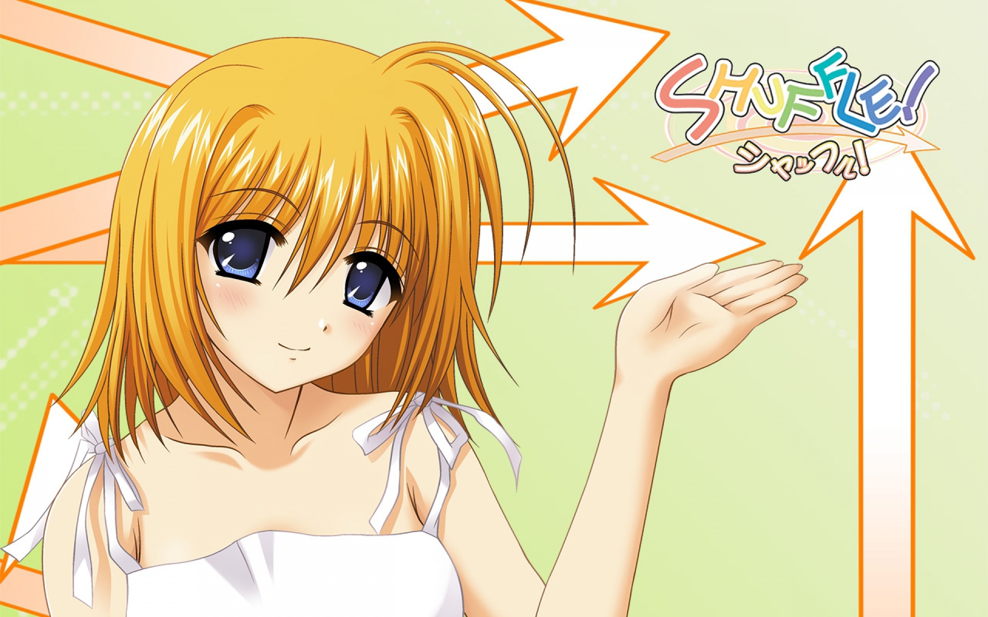 Картинки Shuffle, fuyou kaede, девушка, блондинка, улыбка, жест фото и обои на рабочий стол
