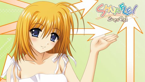 Shuffle, fuyou kaede, девушка, блондинка, улыбка, жест