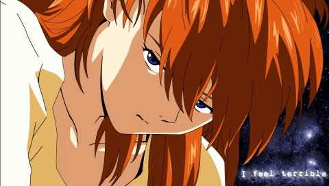 Neon genesis evangelion, soryu asuka langley, girl, bangs, look, space