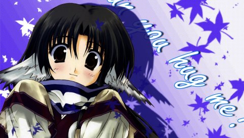 Utawarerumono, eruruw, девушка, брюнетка, улыбка, взгляд