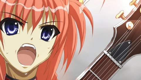 Suzumiya haruhi no yuutsu, mahou shoujo лирическая nanoha, девушка, крик, гитара