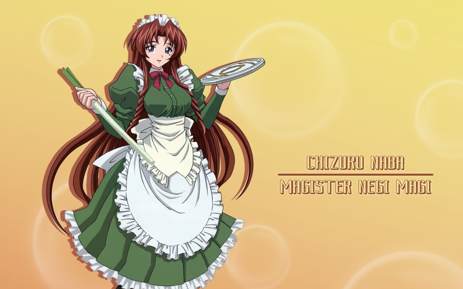 Картинки Mahou sensei negimanaba chizuru, девушка, горничная, поднос фото и обои на рабочий стол