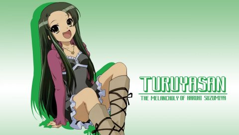Suzumiya haruhi no yuutsu, tsuruya, девушка, брюнетка, радость