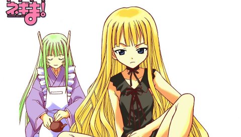Mahou sensei negima, evangeline ak mcdowell, karakuri chachamaru, девушка, блондинка, горничная