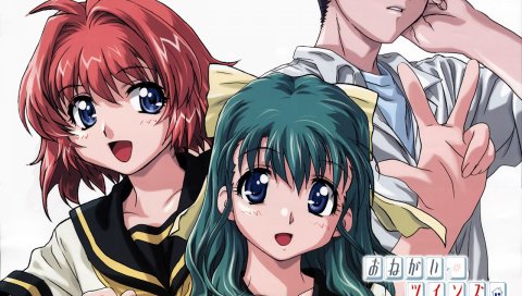 Onegai twins, onodera karen, miyafuji miina, мальчик, девушка, жест