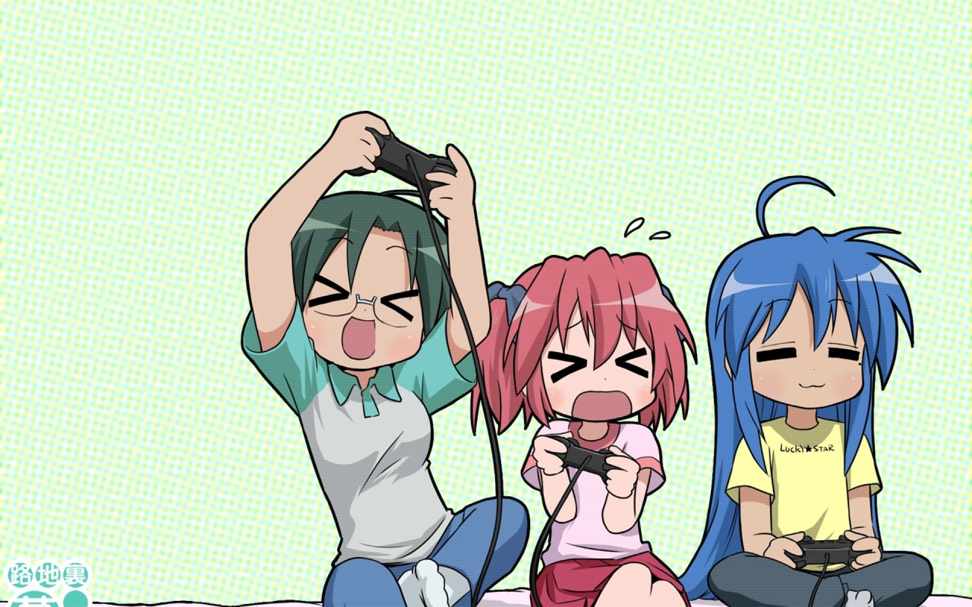 Картинки Удачливая звезда, izumi konata, kobayakawa yutaka, narumi yui, видеоигра фото и обои на рабочий стол