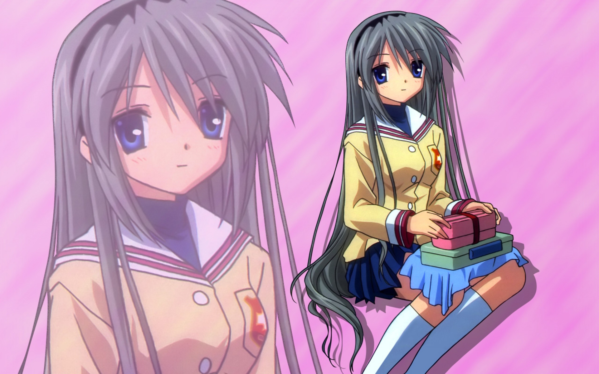 Картинки Clannad, sakagami tomoyo, девушка, брюнетка, юбка, носки фото и обои на рабочий стол