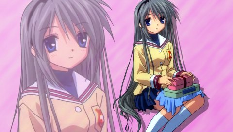Clannad, sakagami tomoyo, девушка, брюнетка, юбка, носки