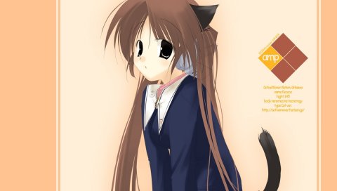 Arikawa satoru, девушка, румяна, униформа, ремни, уши, хвост