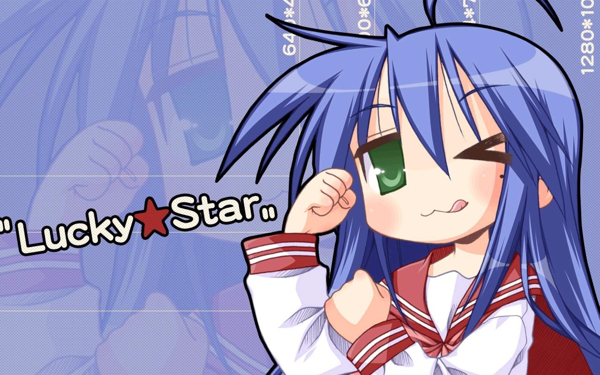 Картинки Счастливая звезда, izumi konata, девушка, подмигивание, язык фото и обои на рабочий стол