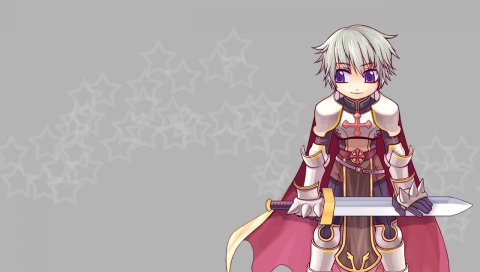 Ragnarok онлайн, chibi, лорд рыцарь, мальчик, доспехи, улыбка, меч