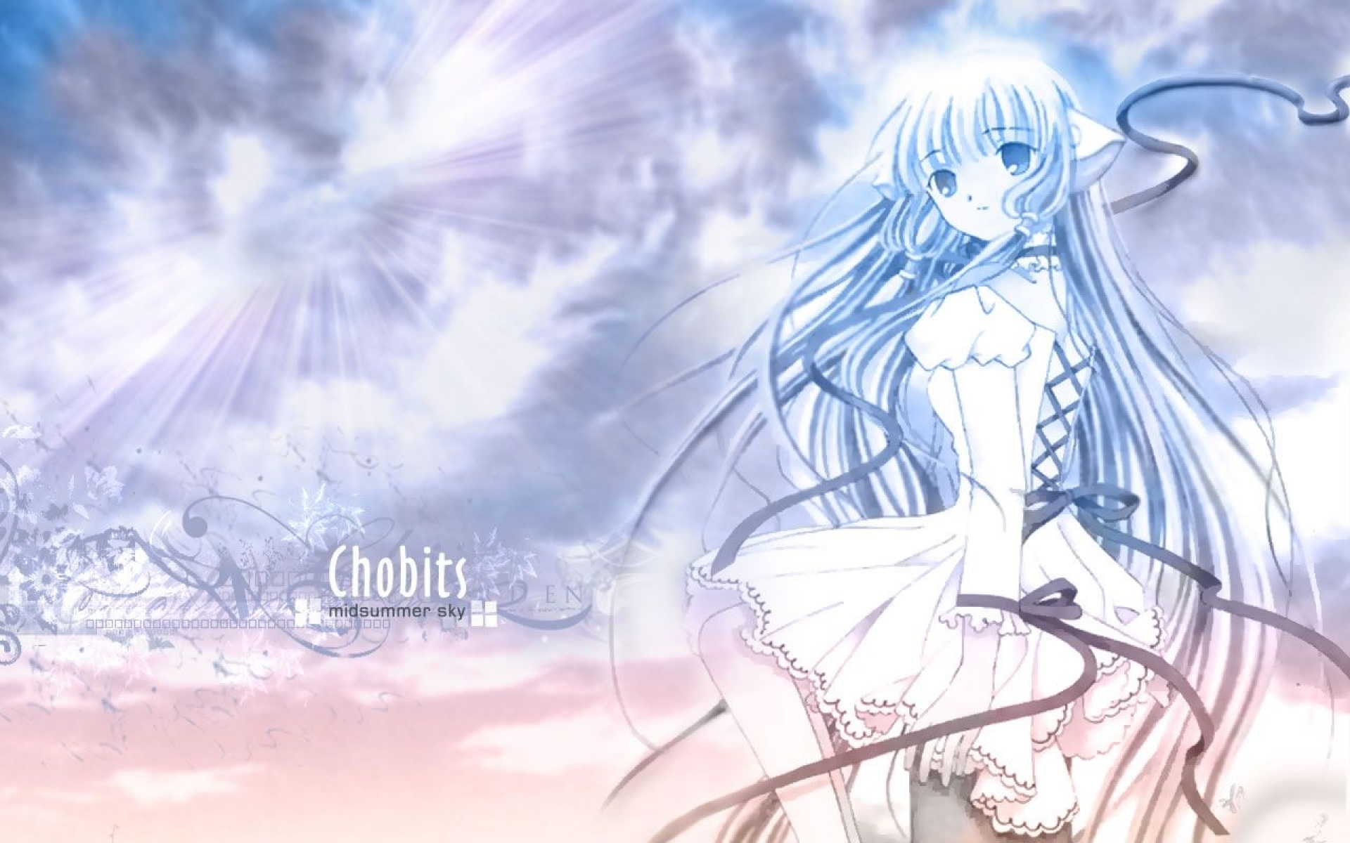 Картинки Chobits, chii, девушка, волосы, лента, ветер фото и обои на рабочий стол